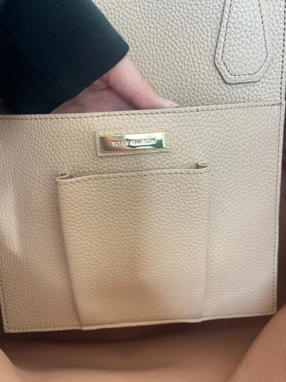 Tory Burch Light Beige Pebbled Leather Tote